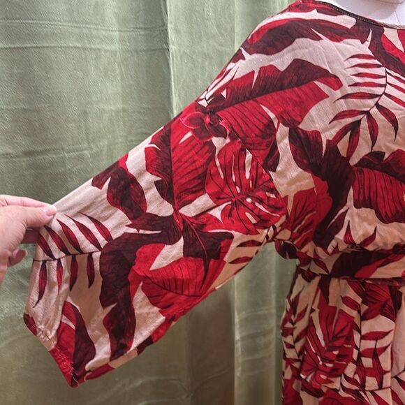 Johanna Ortiz x H&M Red and Cream Floral Long Sleeve Dress, M - Picture 6 of 11